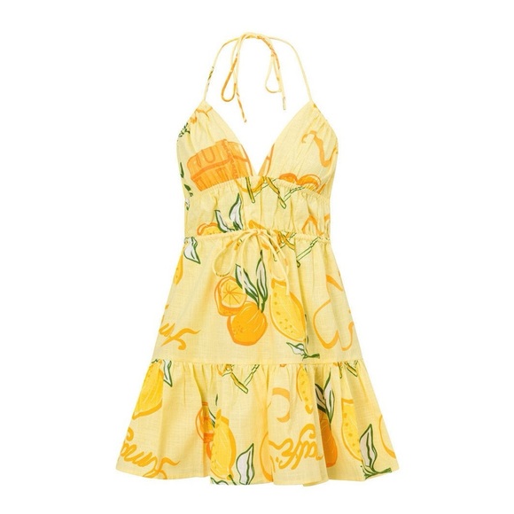 🍋 SABO Astyn Dress in Amalfi Citrus Lemons Oranges Fruit Print Yellow Sundress - Picture 3 of 16